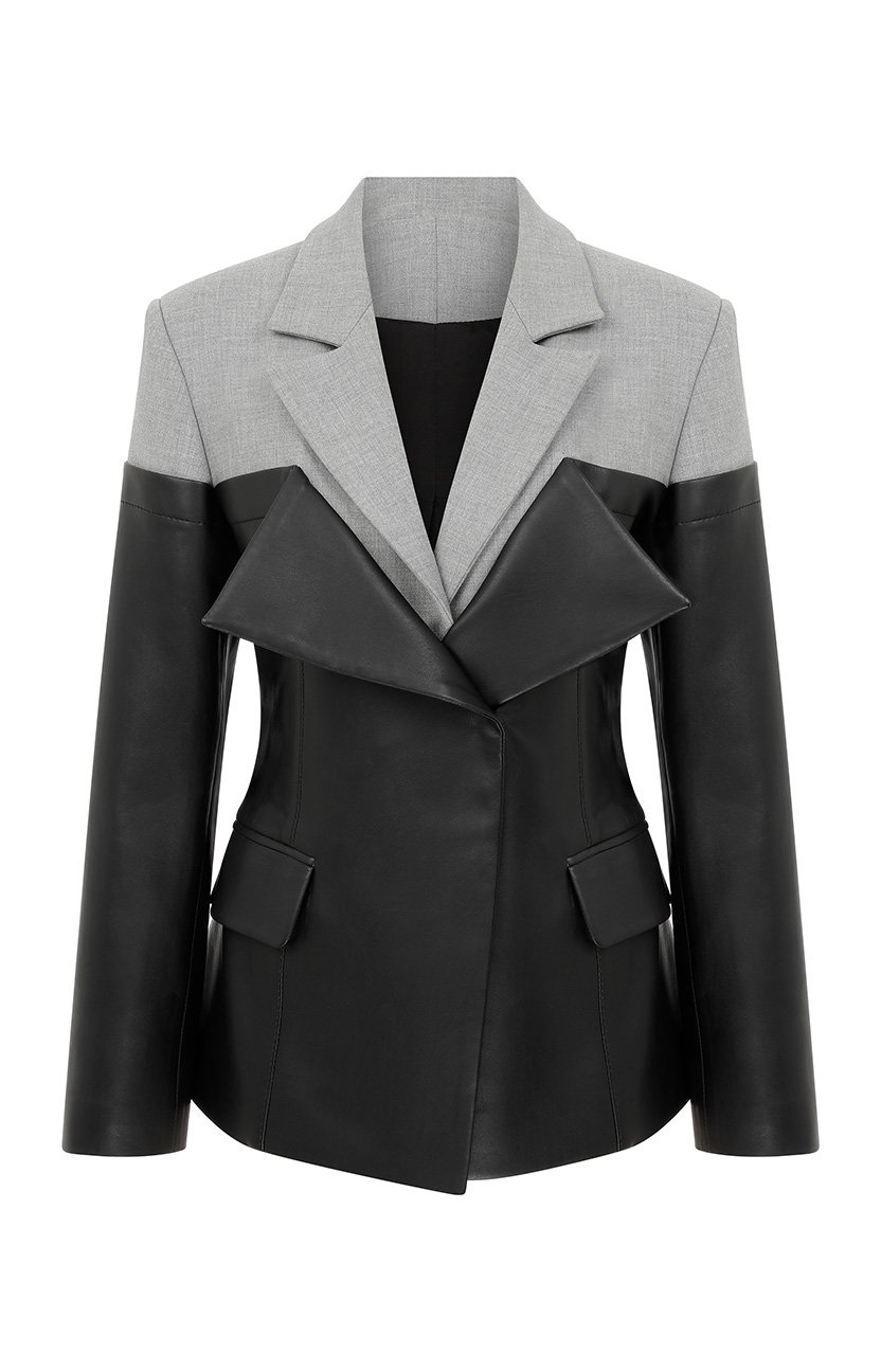 KATE Kate Deri Kombinasyonlu Fit Blazer Ceket - Görsel 1